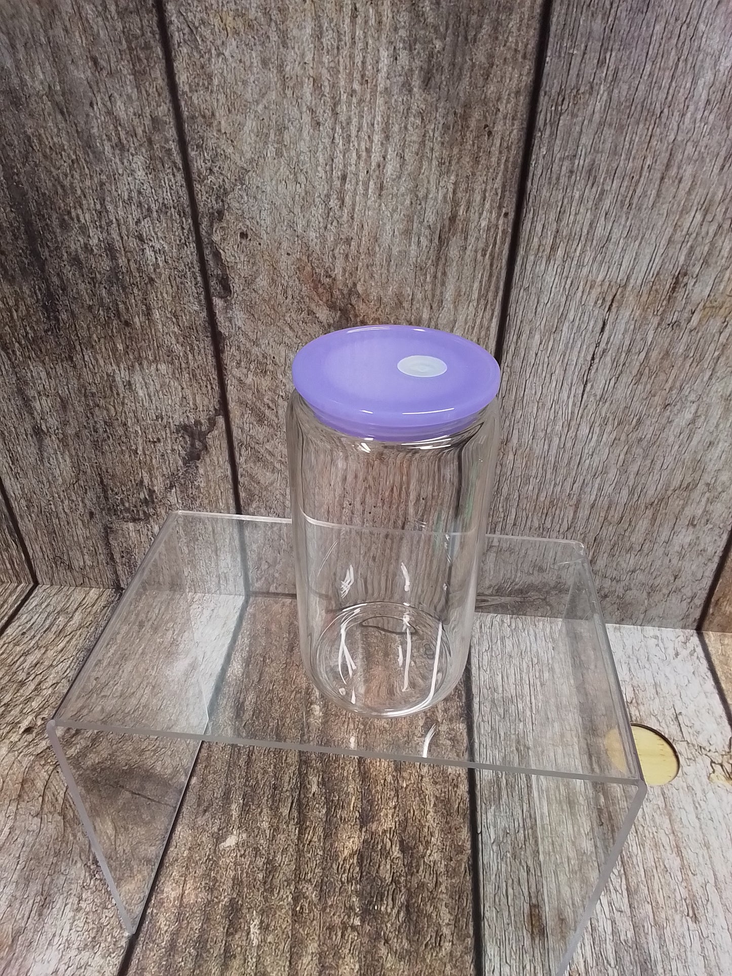 16oz Clear Glass w/colored lid
