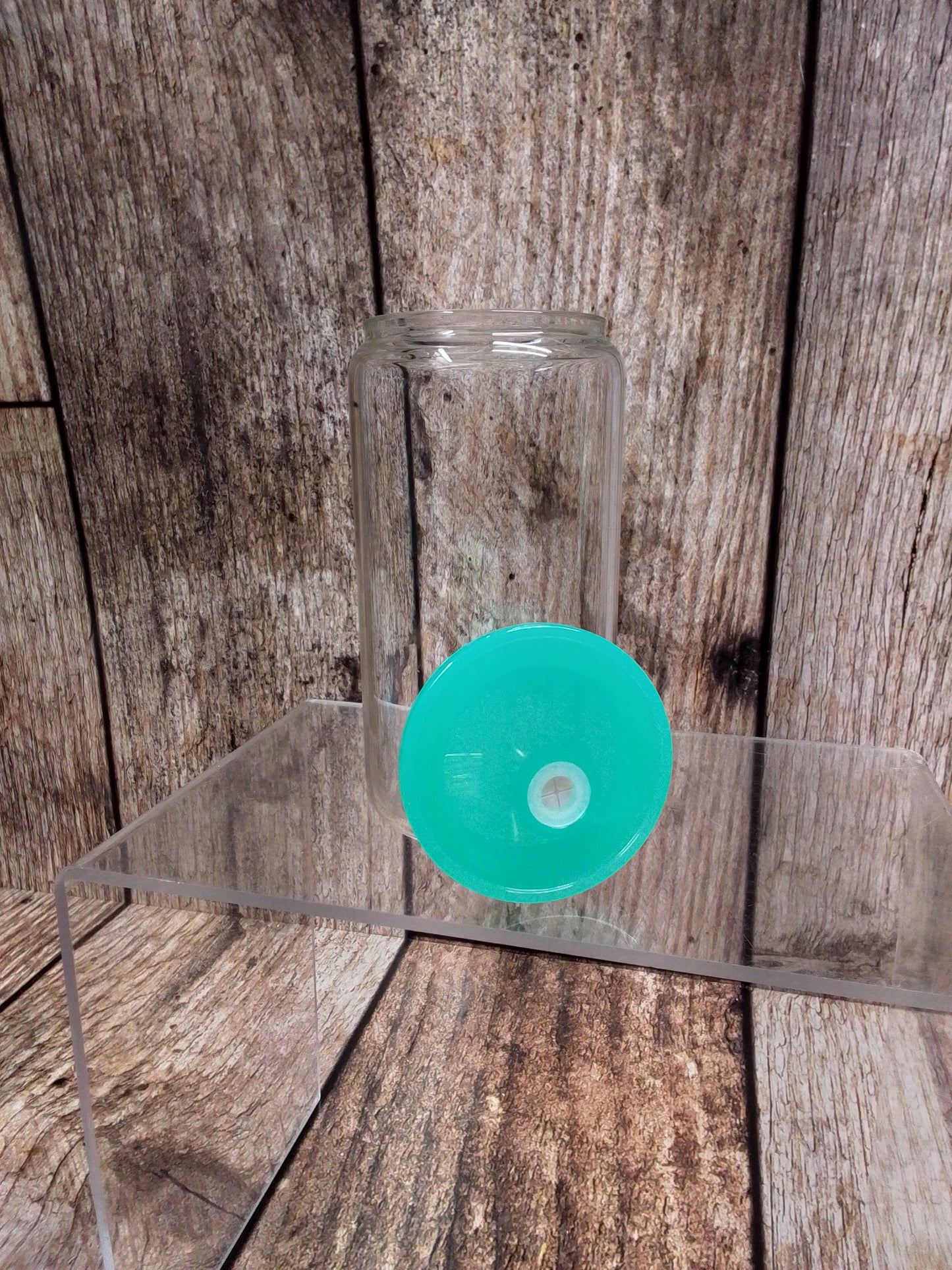 16oz Clear Glass w/colored lid
