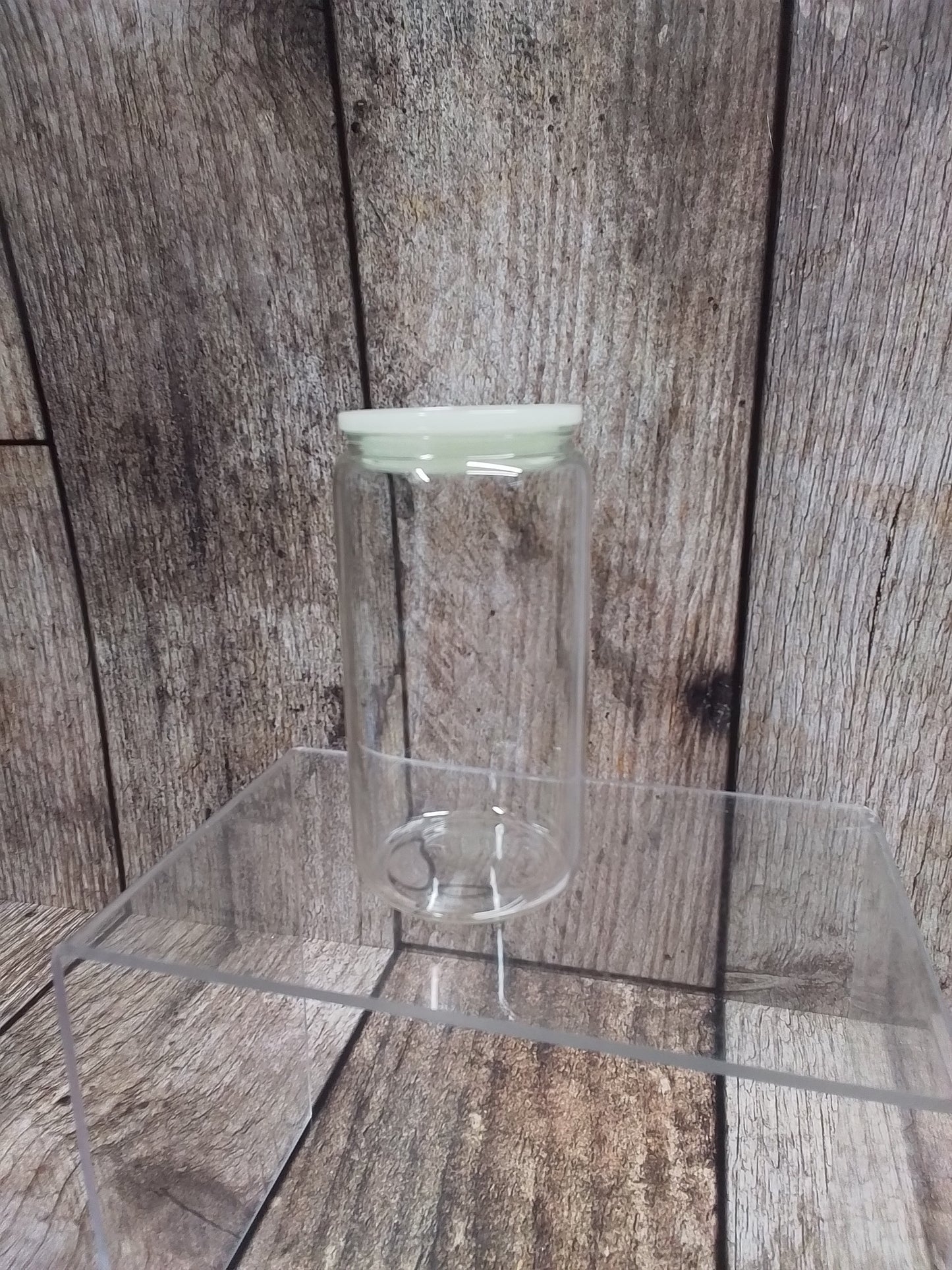 16oz Clear Glass w/colored lid