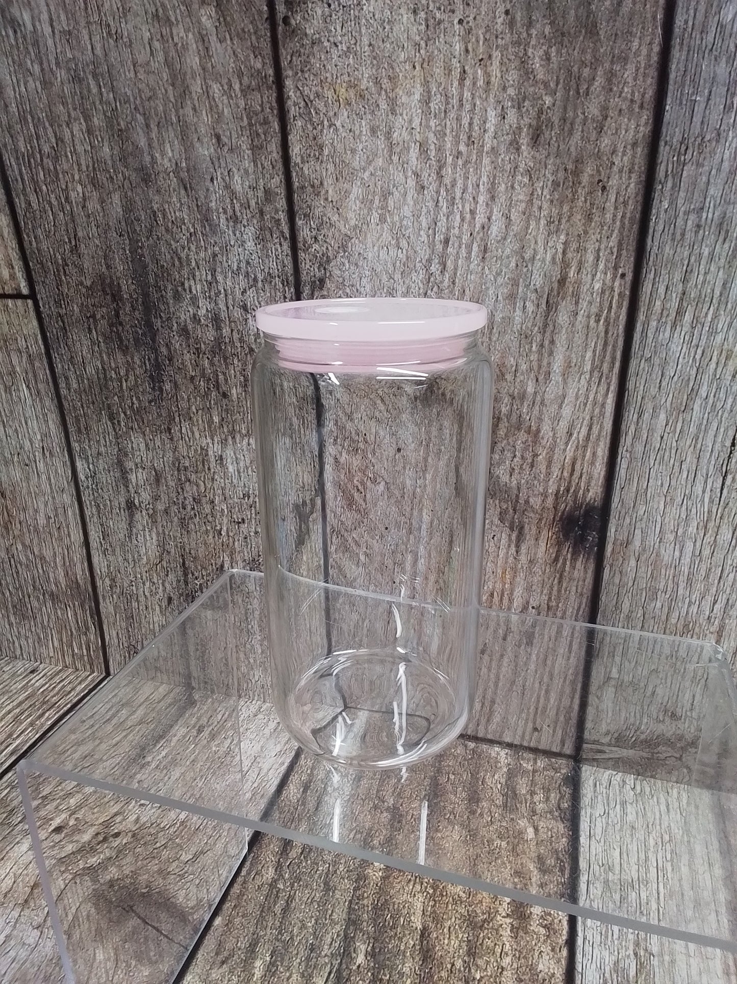 16oz Clear Glass w/colored lid