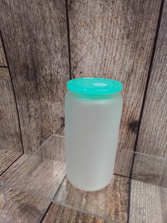 160z Frosted Glass W/colored lid