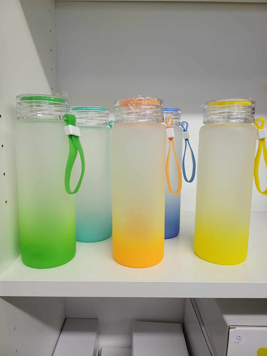 16oz Glass Ombre Frosted Colored Screw Cap