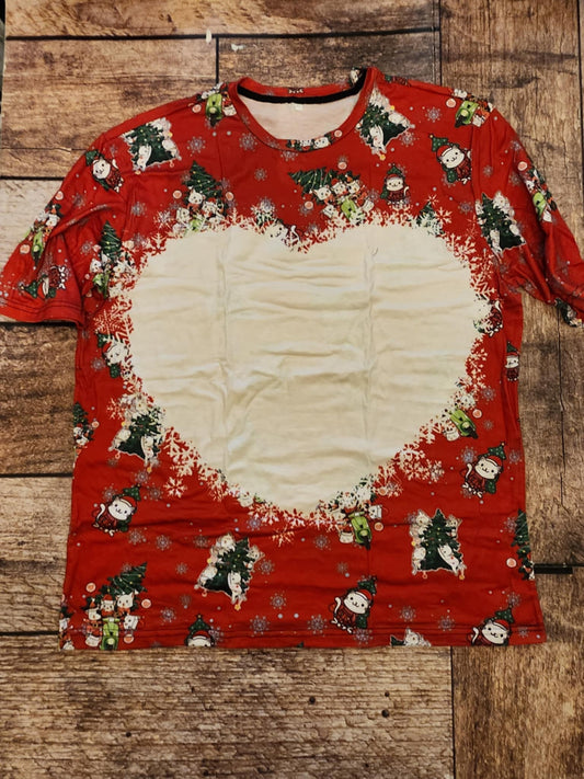 Sublimation Christmas Kitty Cat Heart Blank T-shirt